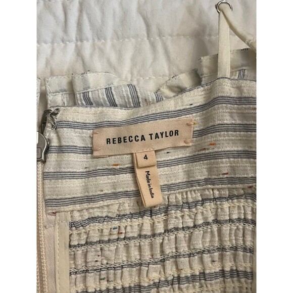 NWOT Rebecca Taylor Sleeveless Stripe Ruffle Dress In Blue Combo - Picture 6 of 8